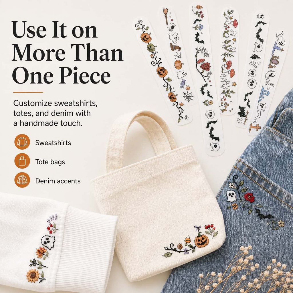 Halloween Water-Soluble Embroidery Transfer Stickers – embroidery transfers on bags denim and clothing