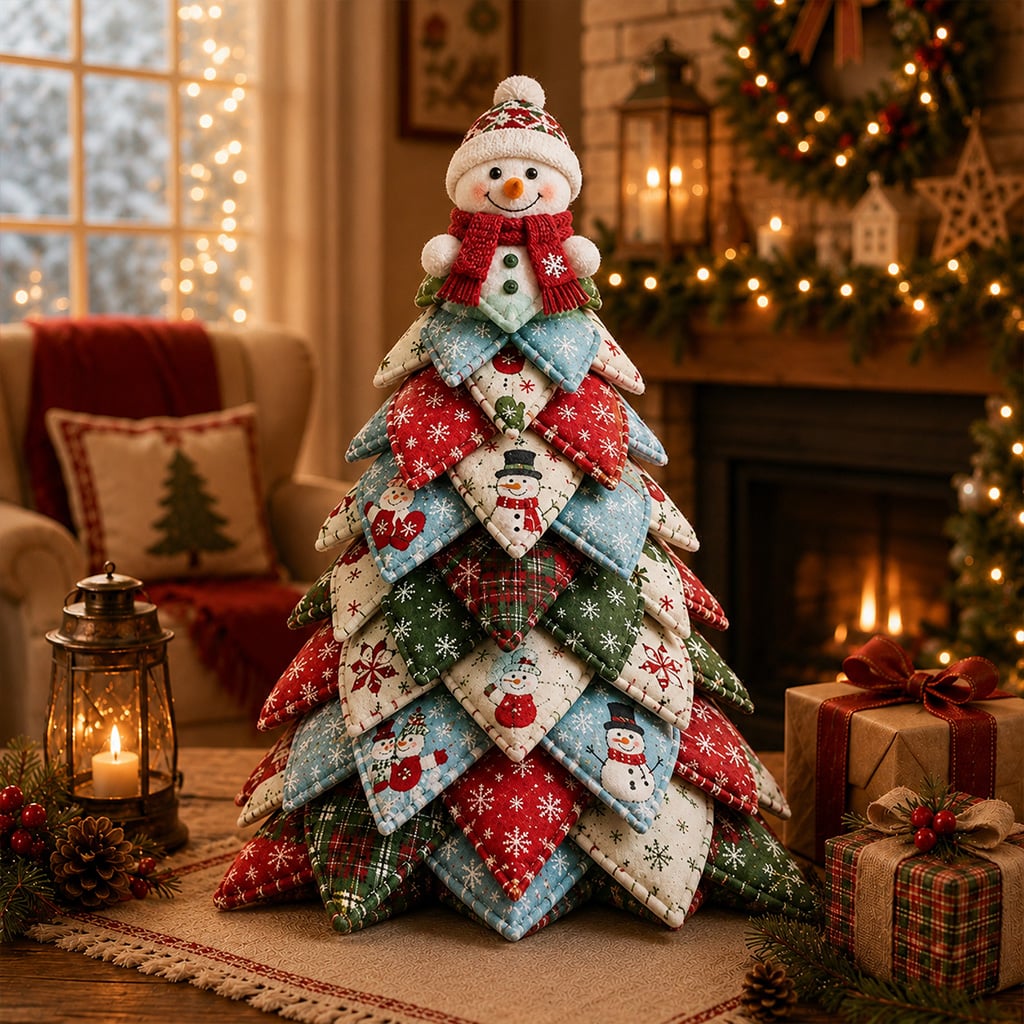DIY Quilted Christmas Tree Craft Kit – snowman quilted Christmas tree design