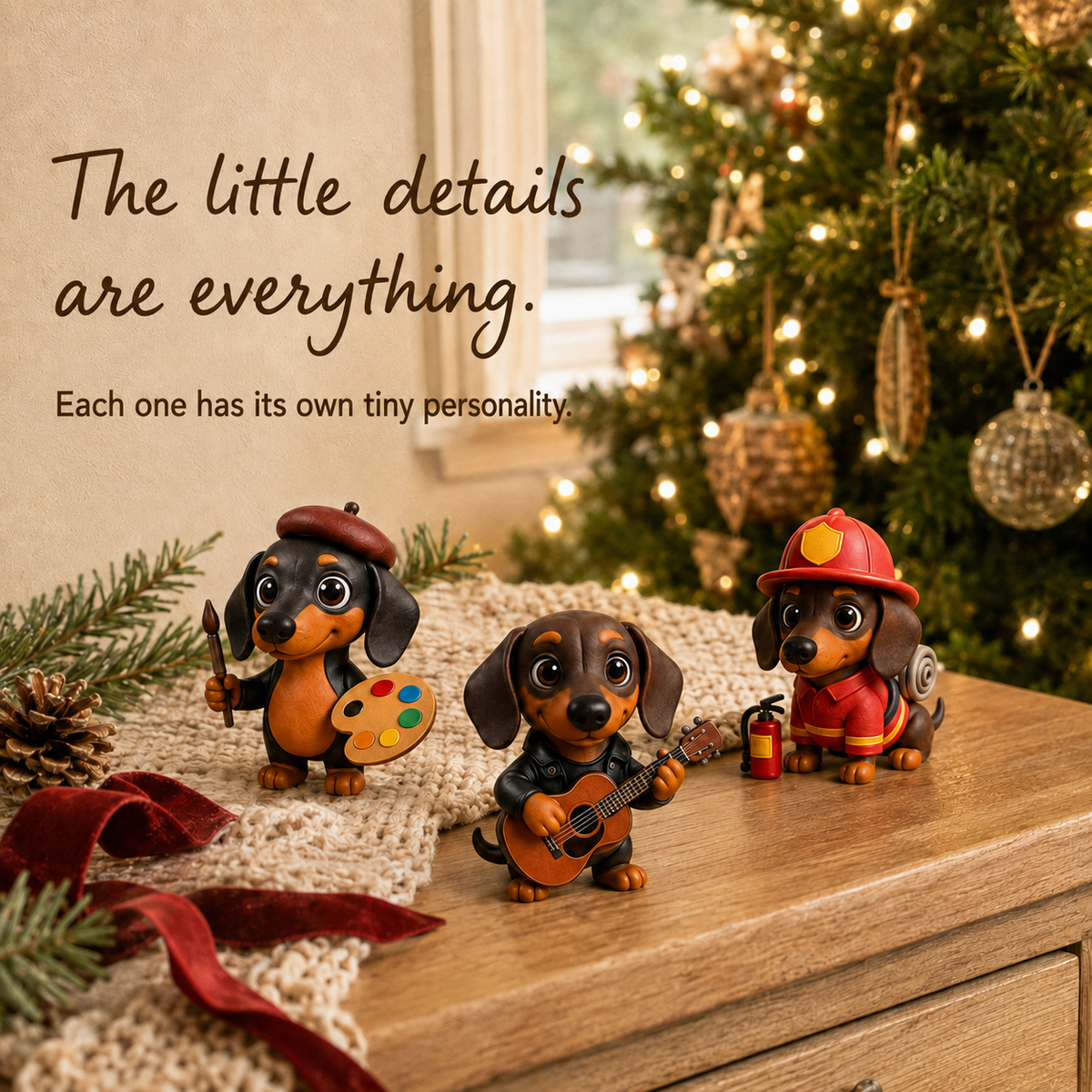 Collection of dachshund Christmas countdown figures
