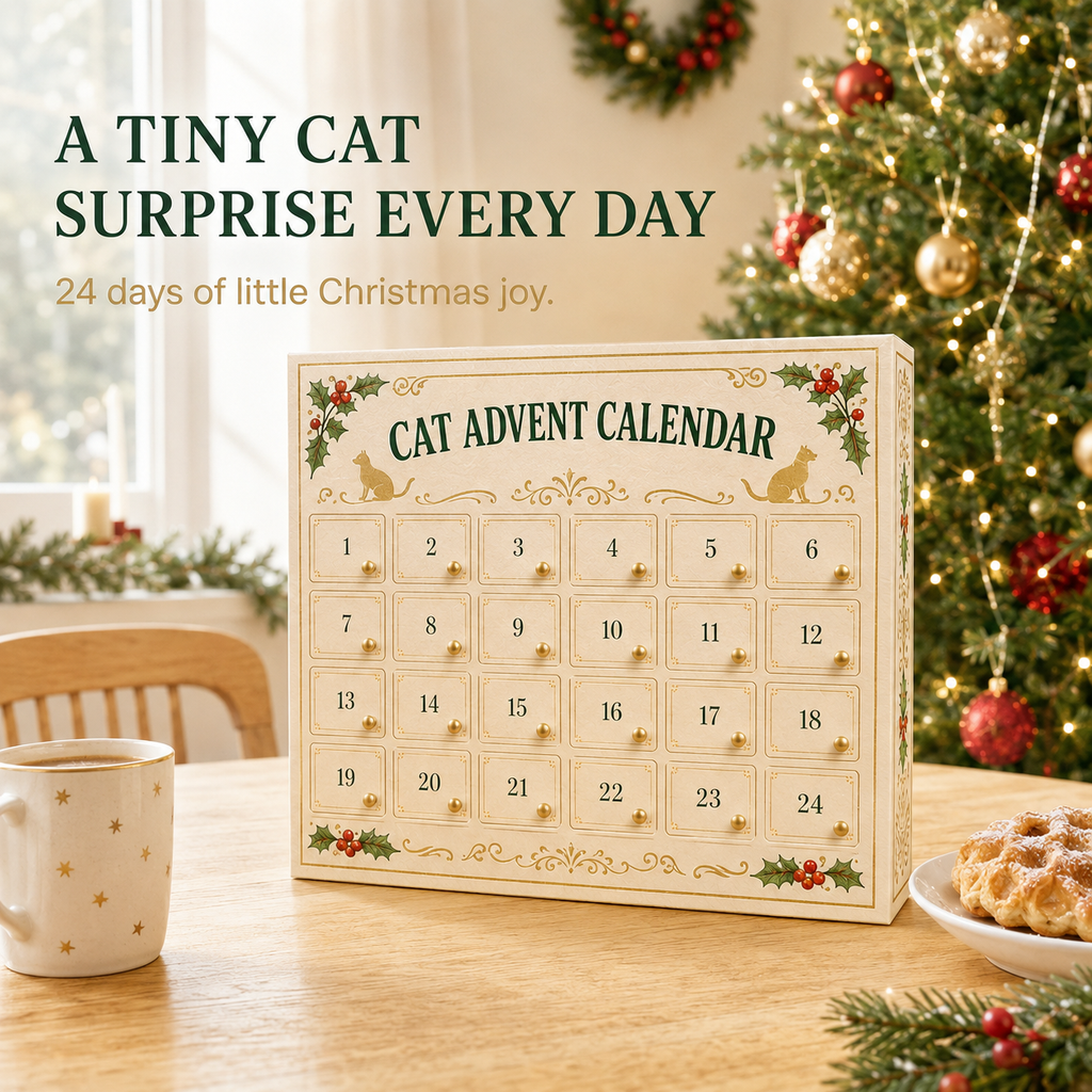 Cat ornament advent calendar holiday display