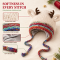 Convertible Reindeer Antler Knit Hat & Mini Bag – reindeer hat knit fabric lining and braided ties