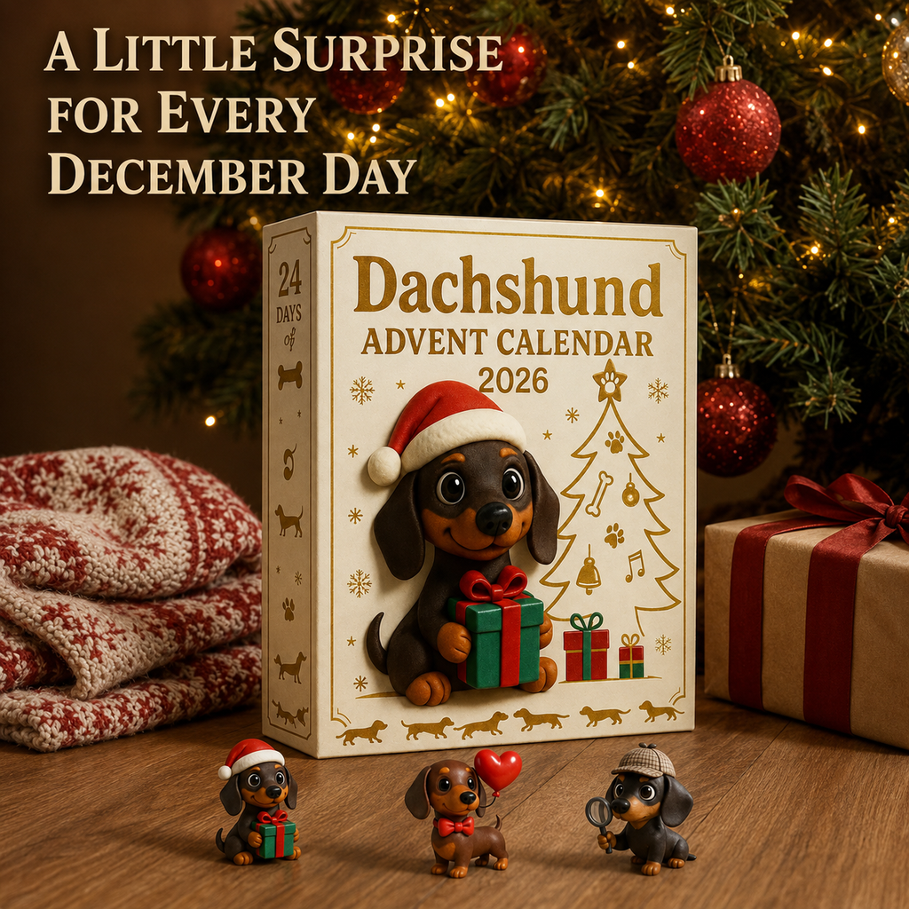 Dachshund Advent Calendar Blind Box with festive collectible pups
