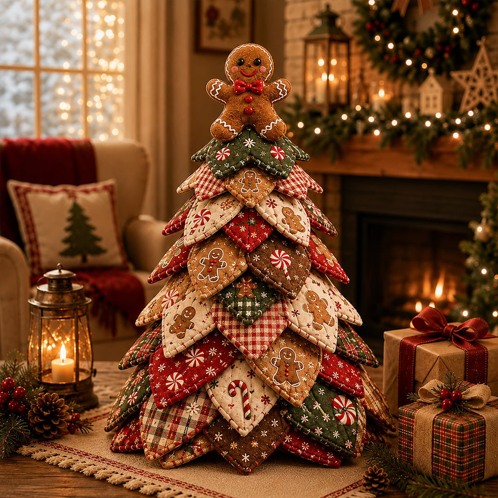 DIY Quilted Christmas Tree Craft Kit – gingerbread quilted Christmas tree design