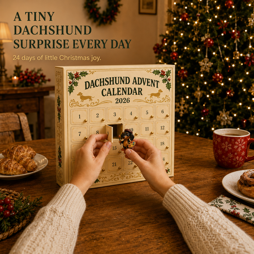 Opening a numbered Dachshund Advent Calendar door
