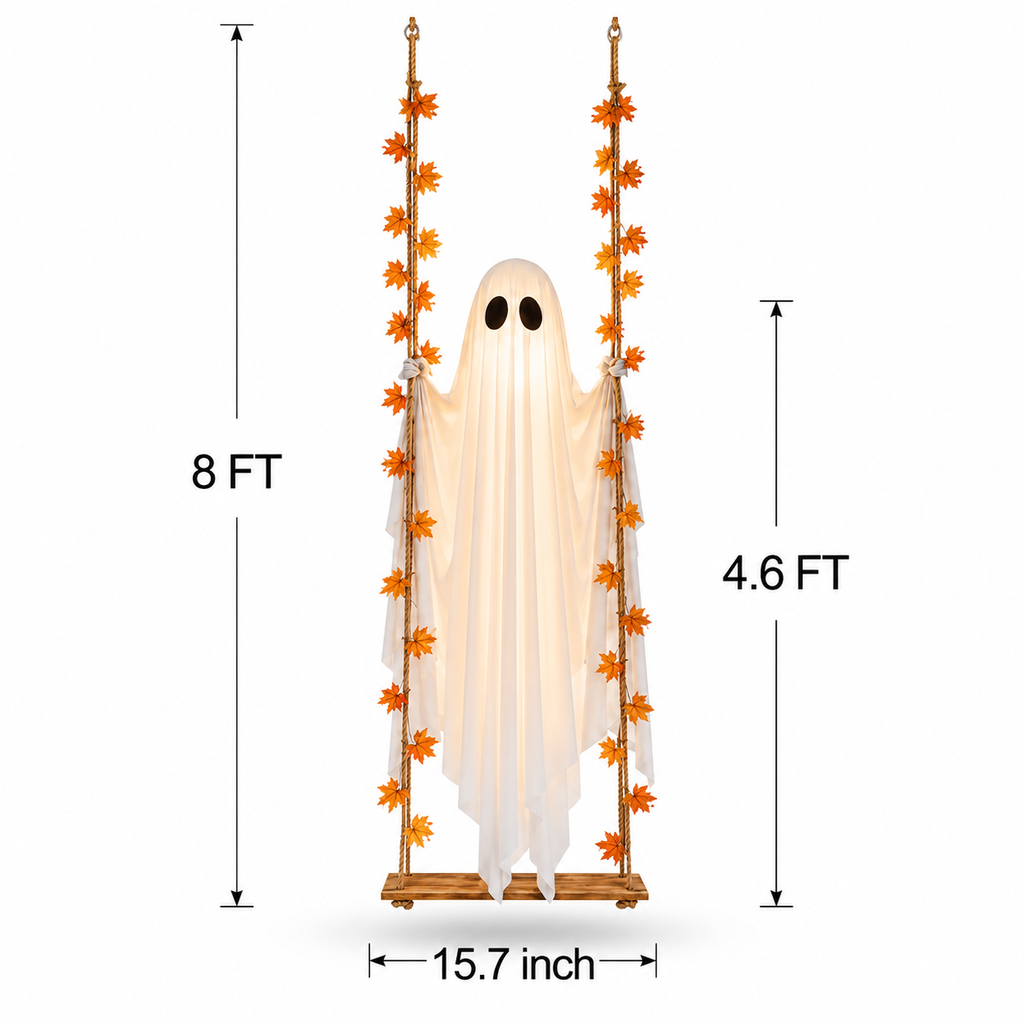 Glowing Halloween Hanging Swing Ghost – hanging ghost dimensions diagram