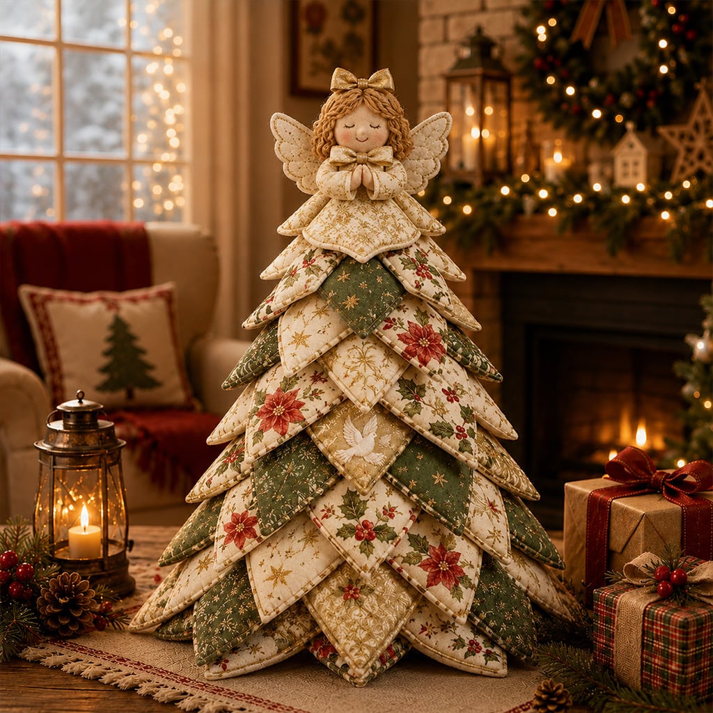 DIY Quilted Christmas Tree Craft Kit – angel quilted Christmas tree design