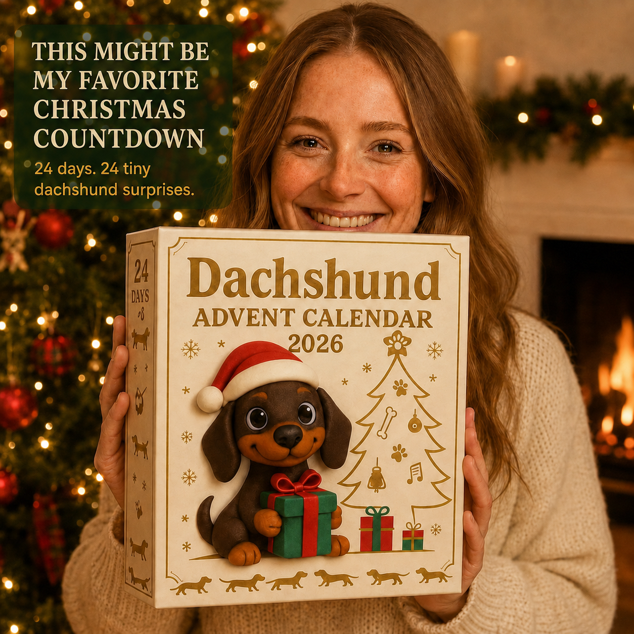 Festive dachshund collectibles for a Christmas display