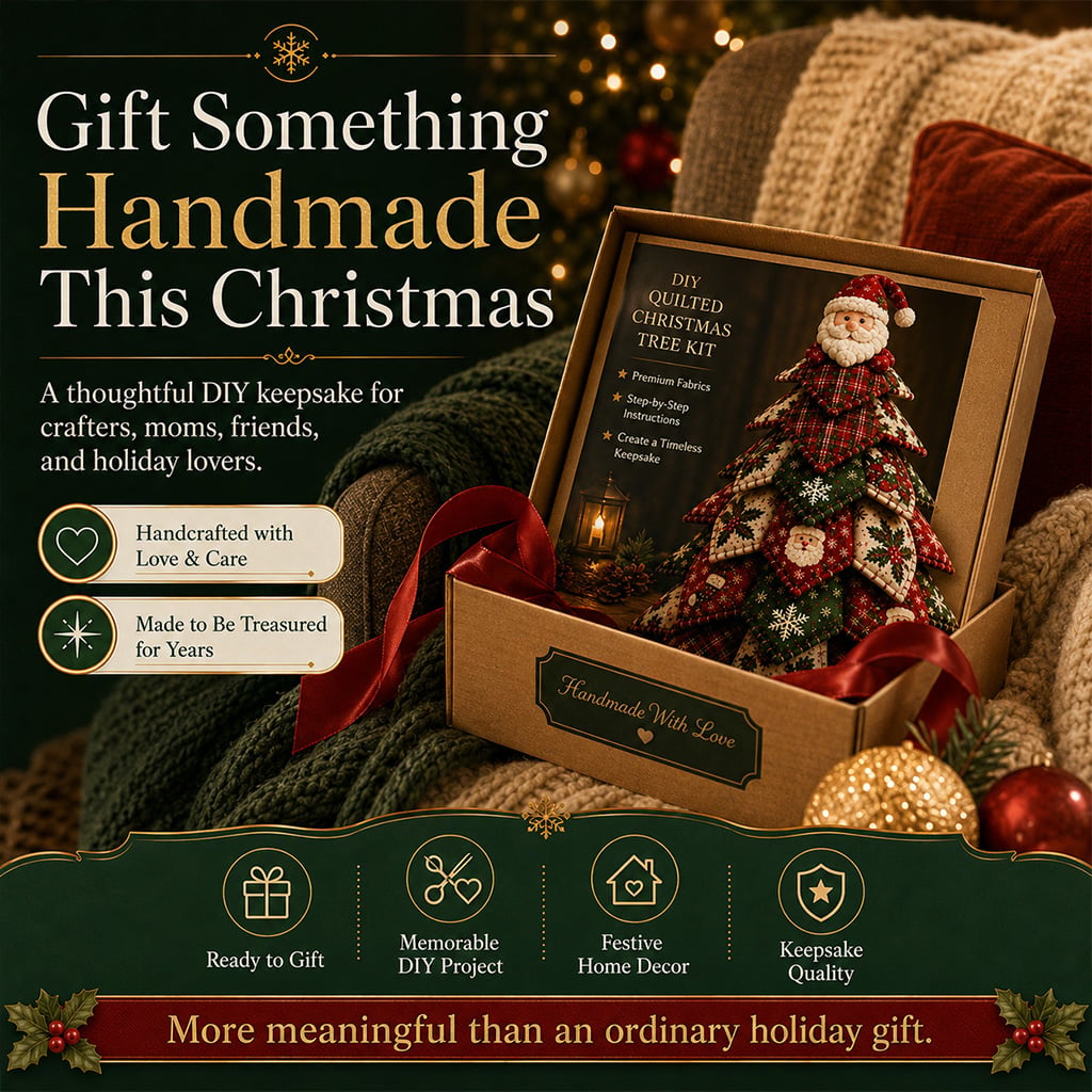 DIY Quilted Christmas Tree Craft Kit – DIY Christmas tree kit gift presentation