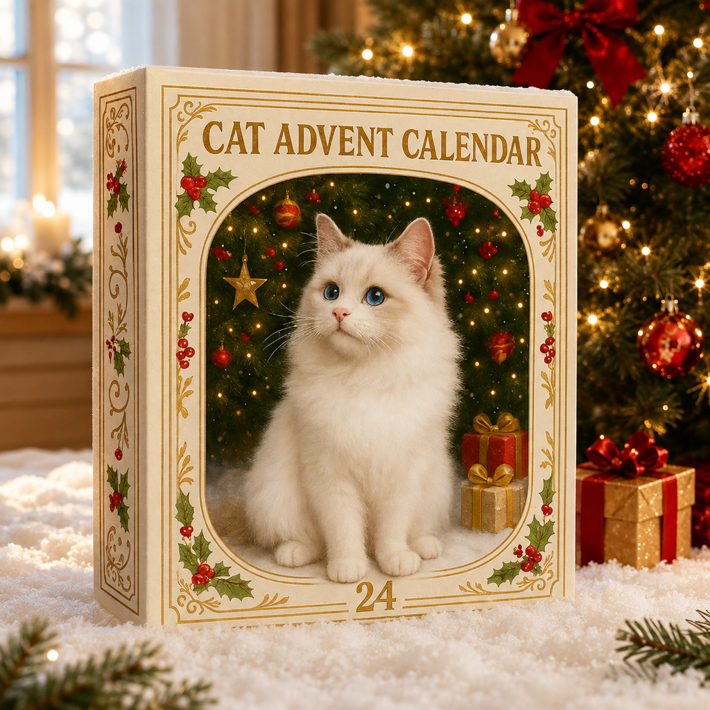 Collection of festive cat Christmas ornaments