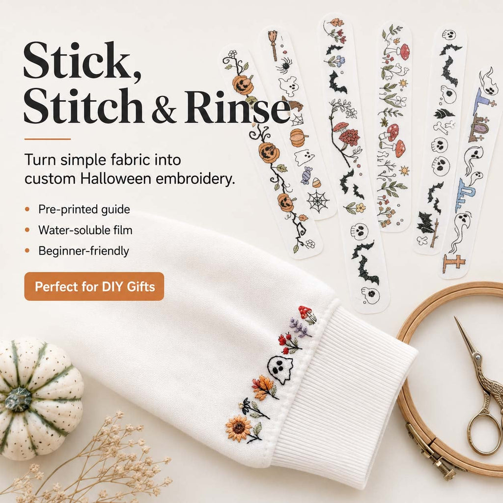 Halloween Water-Soluble Embroidery Transfer Stickers – Halloween water-soluble embroidery transfer stickers