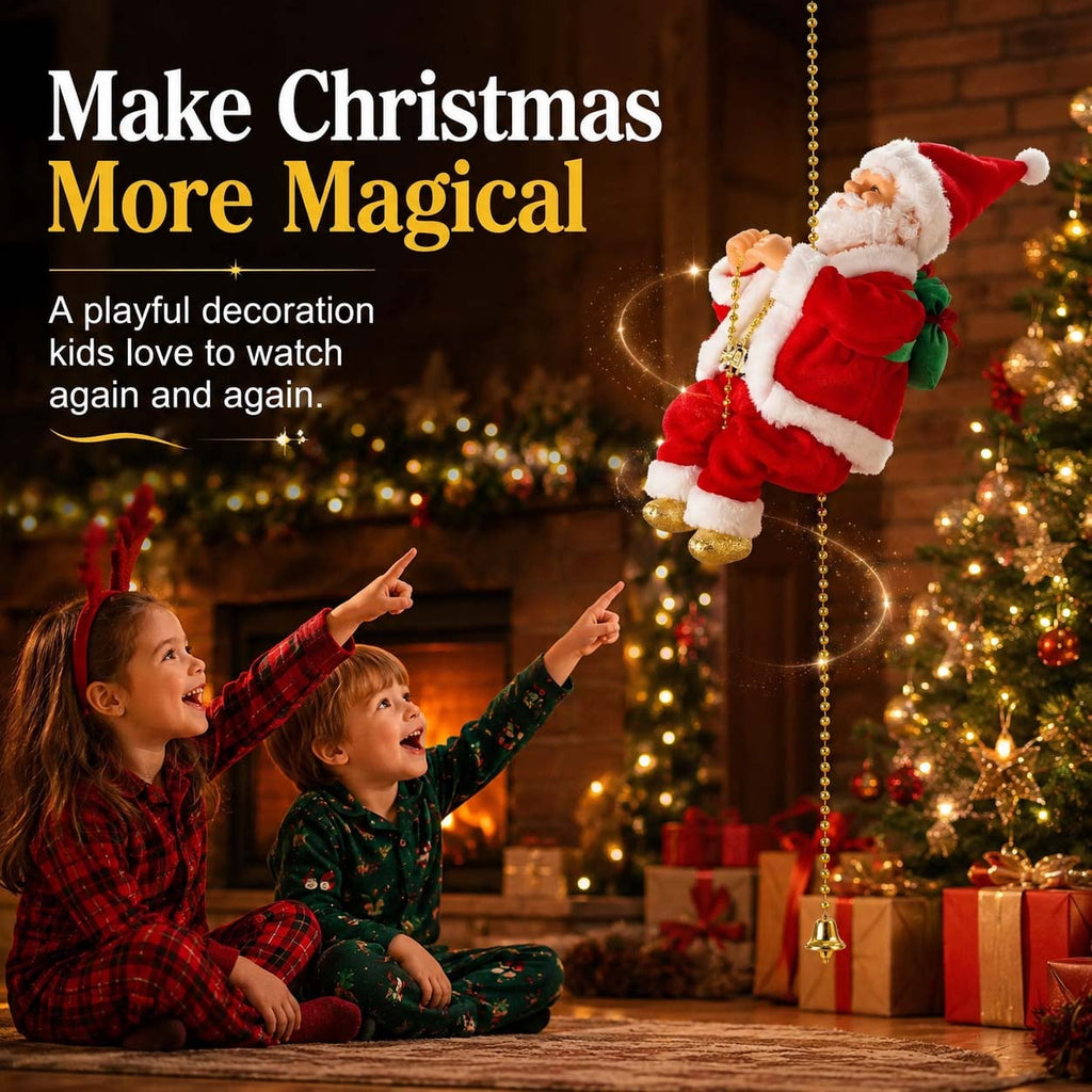 Animated Climbing Santa Christmas Decoration – children watching an animated Santa
