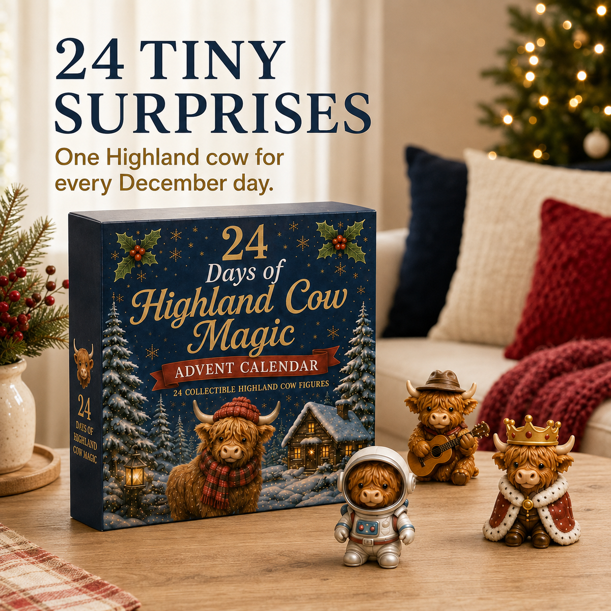 Highland Cow Christmas Advent Calendar – 24-Day Blind Box