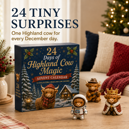 Highland Cow Christmas Advent Calendar – 24-Day Blind Box