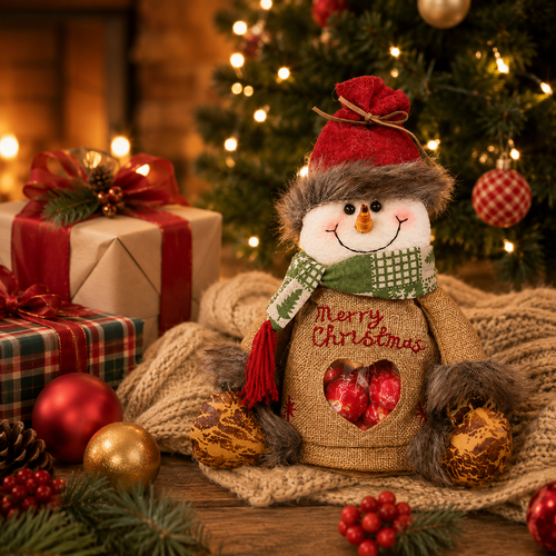 Christmas Character Zipper Gift Bag – snowman Christmas gift bag