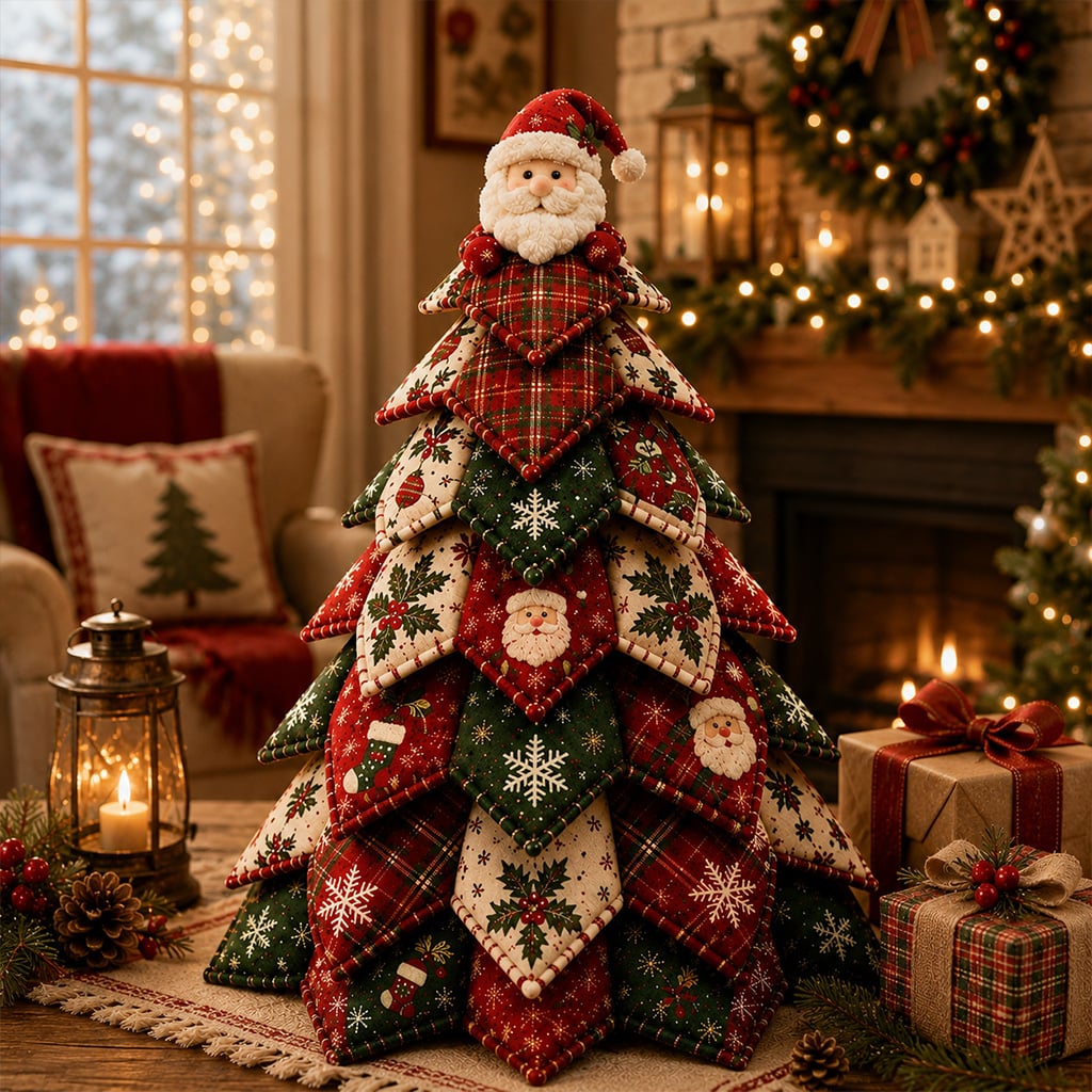 DIY Quilted Christmas Tree Craft Kit – Santa quilted Christmas tree design