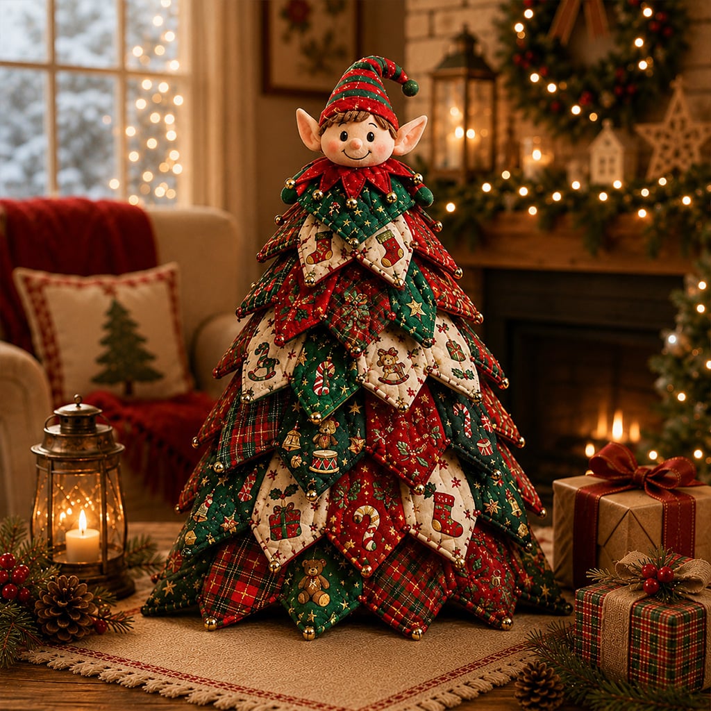 DIY Quilted Christmas Tree Craft Kit – quilted Christmas tree in a holiday room