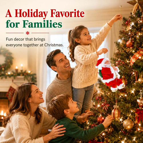Animated Climbing Santa Christmas Decoration – family watching a climbing Santa decoration