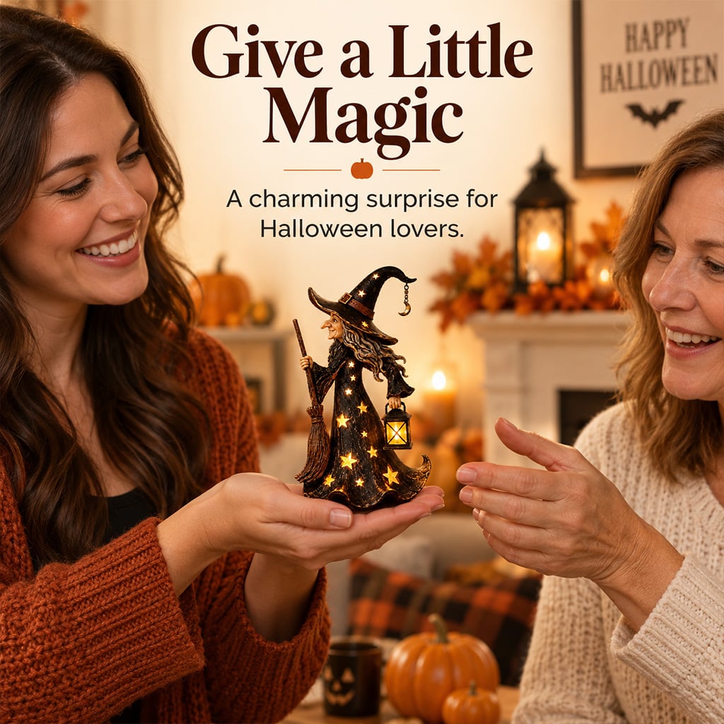 Starry witch night light presented as a Halloween gift